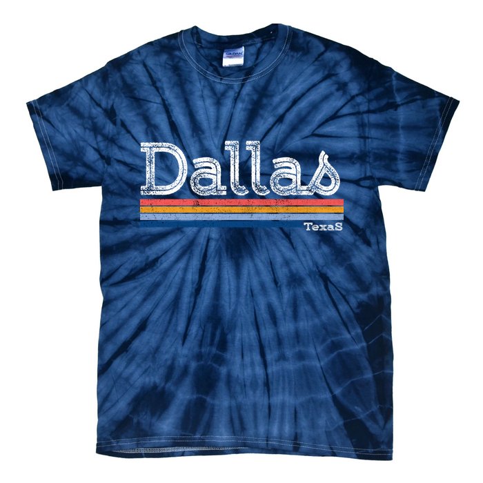 Retro Vintage 80s Style Dallas Texas Logo Tie-Dye T-Shirt