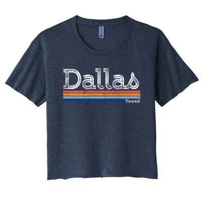 Retro Vintage 80s Style Dallas Texas Logo Women's Crop Top Tee