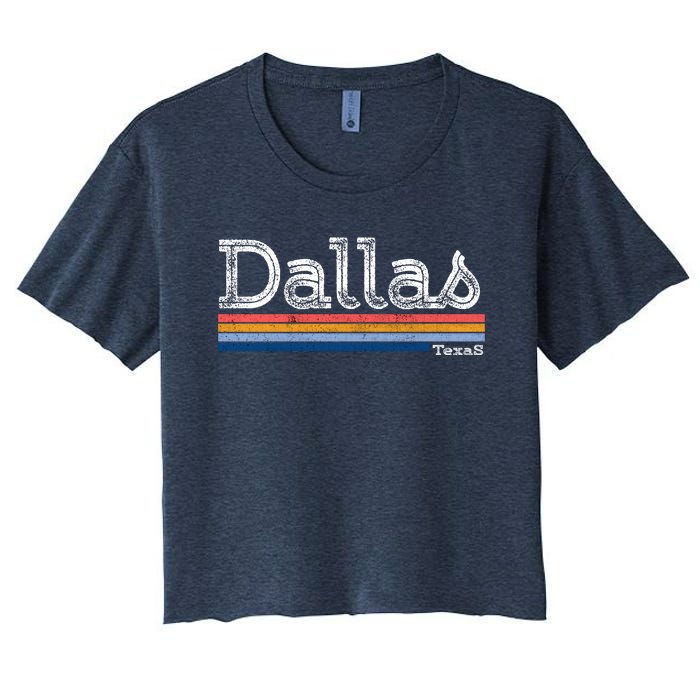 Retro Vintage 80s Style Dallas Texas Logo Women's Crop Top Tee