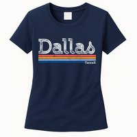 Retro Vintage 80s Style Dallas Texas Logo Womens T-Shirt
