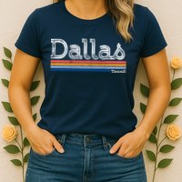 Retro Vintage 80s Style Dallas Texas Logo Womens T-Shirt