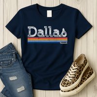 Retro Vintage 80s Style Dallas Texas Logo Womens T-Shirt