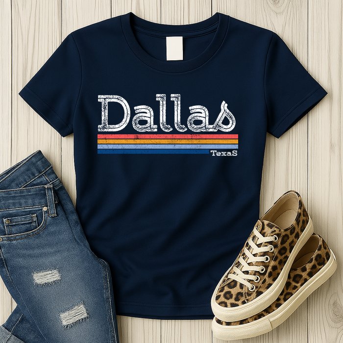 Retro Vintage 80s Style Dallas Texas Logo Womens T-Shirt