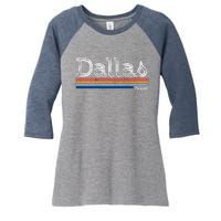 Retro Vintage 80s Style Dallas Texas Logo Women's Tri-Blend 3/4-Sleeve Raglan Shirt