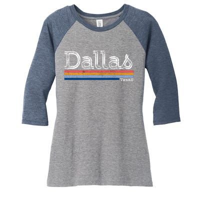 Retro Vintage 80s Style Dallas Texas Logo Women's Tri-Blend 3/4-Sleeve Raglan Shirt