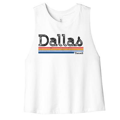 Retro Vintage 80s Style Dallas Texas Logo Women's Racerback Cropped Tank