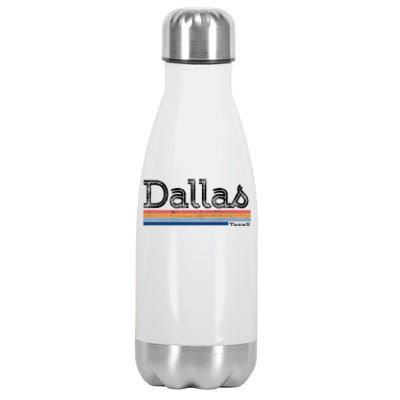 Retro Vintage 80s Style Dallas Texas Logo Stainless Steel Insulated Water Bottle