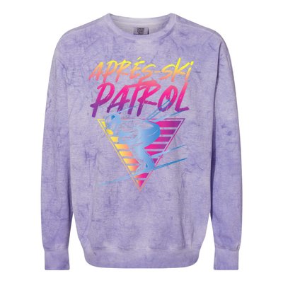 Retro Vintage 80s Apres Ski Patrol Colorblast Crewneck Sweatshirt