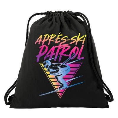 Retro Vintage 80s Apres Ski Patrol Drawstring Bag
