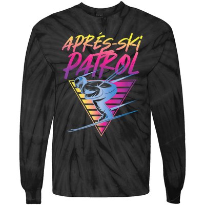 Retro Vintage 80s Apres Ski Patrol Tie-Dye Long Sleeve Shirt