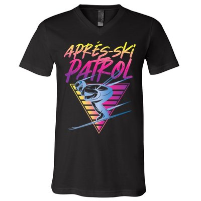 Retro Vintage 80s Apres Ski Patrol V-Neck T-Shirt