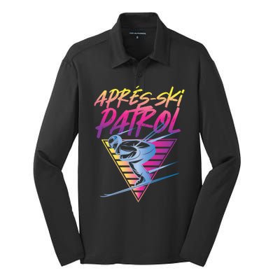 Retro Vintage 80s Apres Ski Patrol Silk Touch Performance Long Sleeve Polo