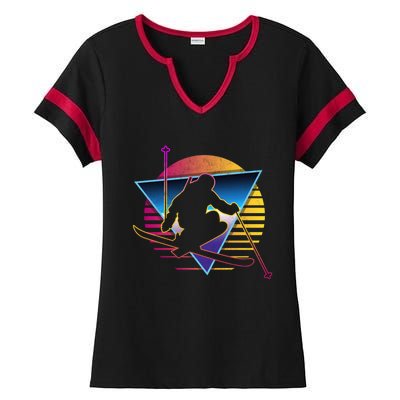 Retro Vintage 80s Ski Great Gift Ladies Halftime Notch Neck Tee