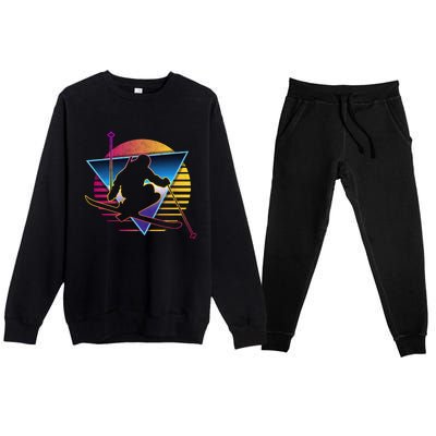 Retro Vintage 80s Ski Great Gift Premium Crewneck Sweatsuit Set