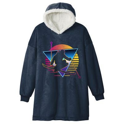 Retro Vintage 80s Ski Great Gift Hooded Wearable Blanket