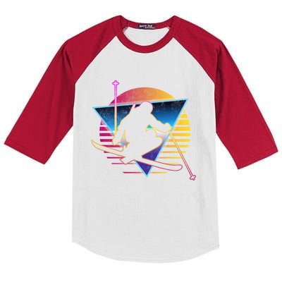 Retro Vintage 80s Ski Great Gift Kids Colorblock Raglan Jersey