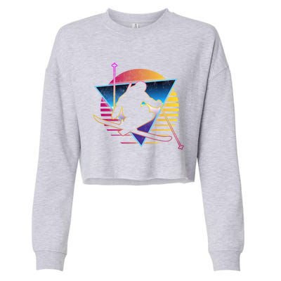 Retro Vintage 80s Ski Great Gift Cropped Pullover Crew