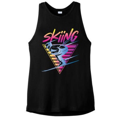 Retro Vintage 80s Ski Skiing Funny Ski Trip Skier Skiing Ladies PosiCharge Tri-Blend Wicking Tank