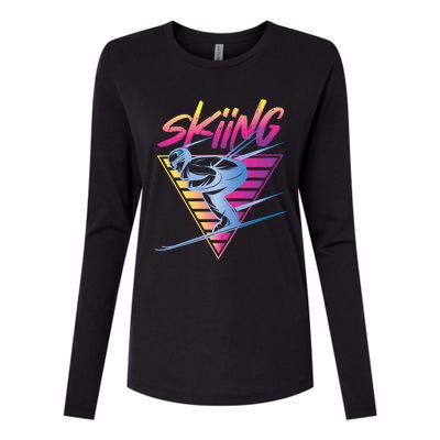 Retro Vintage 80s Ski Skiing Funny Ski Trip Skier Skiing Womens Cotton Relaxed Long Sleeve T-Shirt