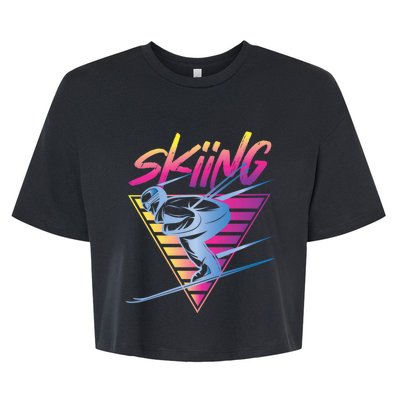 Retro Vintage 80s Ski Skiing Funny Ski Trip Skier Skiing Bella+Canvas Jersey Crop Tee