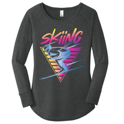 Retro Vintage 80s Ski Skiing Funny Ski Trip Skier Skiing Women's Perfect Tri Tunic Long Sleeve Shirt