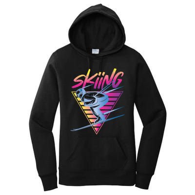 Retro Vintage 80s Ski Skiing Funny Ski Trip Skier Skiing Women's Pullover Hoodie