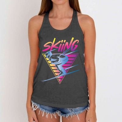 Retro Vintage 80s Ski Skiing Funny Ski Trip Skier Skiing Women's Knotted Racerback Tank