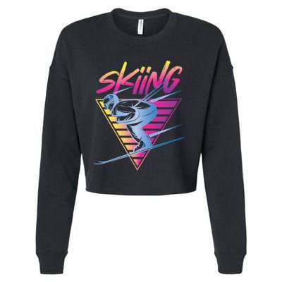 Retro Vintage 80s Ski Skiing Funny Ski Trip Skier Skiing Cropped Pullover Crew