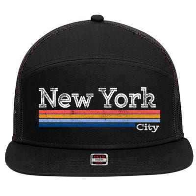 Retro Vintage 80s Style New York City Logo 7 Panel Mesh Trucker Snapback Hat