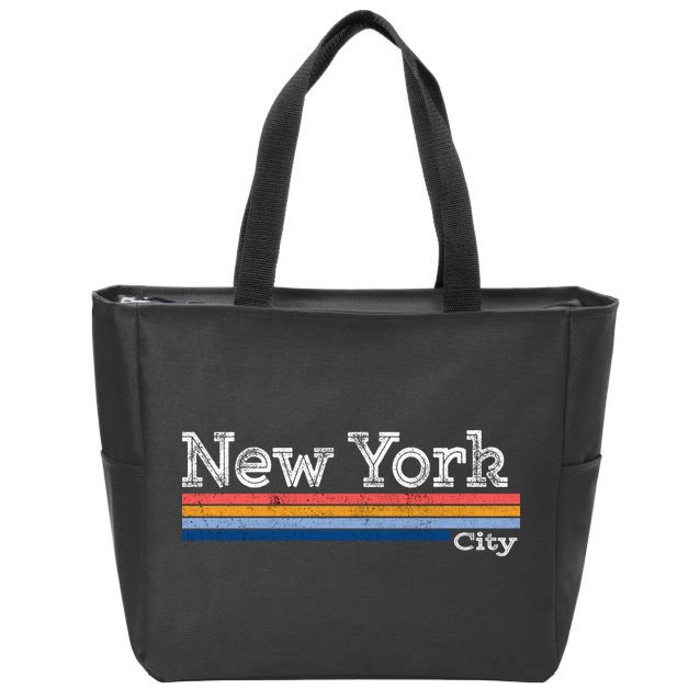 Retro Vintage 80s Style New York City Logo Zip Tote Bag