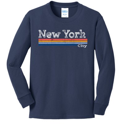 Retro Vintage 80s Style New York City Logo Kids Long Sleeve Shirt