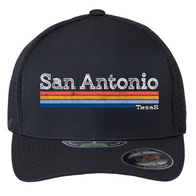 Retro Vintage 80s Style San Antonio Texas Logo Flexfit Unipanel Trucker Cap