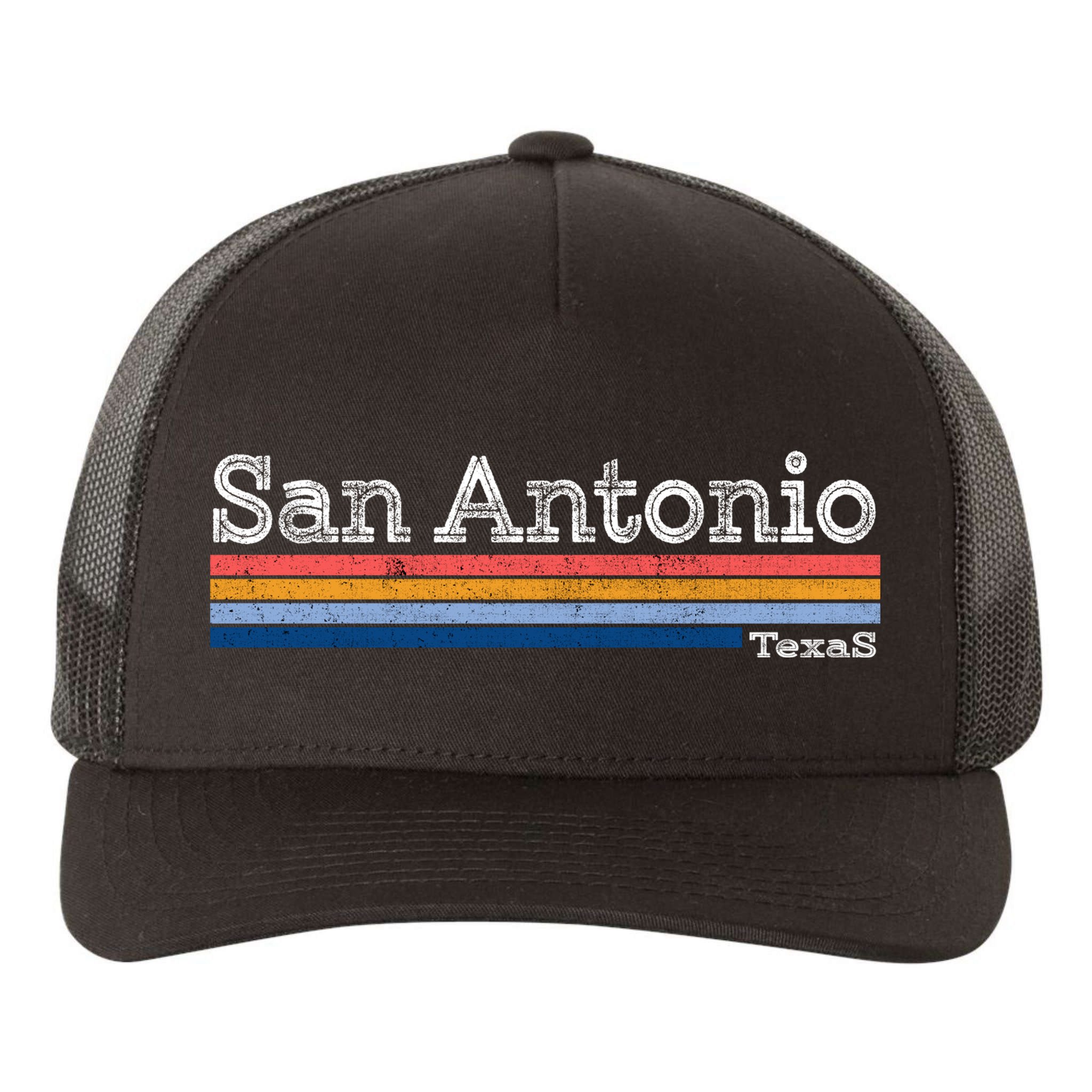 Retro Vintage 80s Style San Antonio Texas Logo Yupoong Adult 5-Panel Trucker Hat