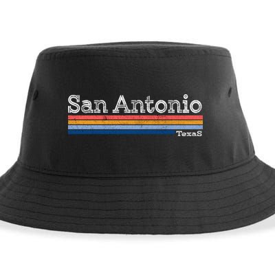 Retro Vintage 80s Style San Antonio Texas Logo Sustainable Bucket Hat