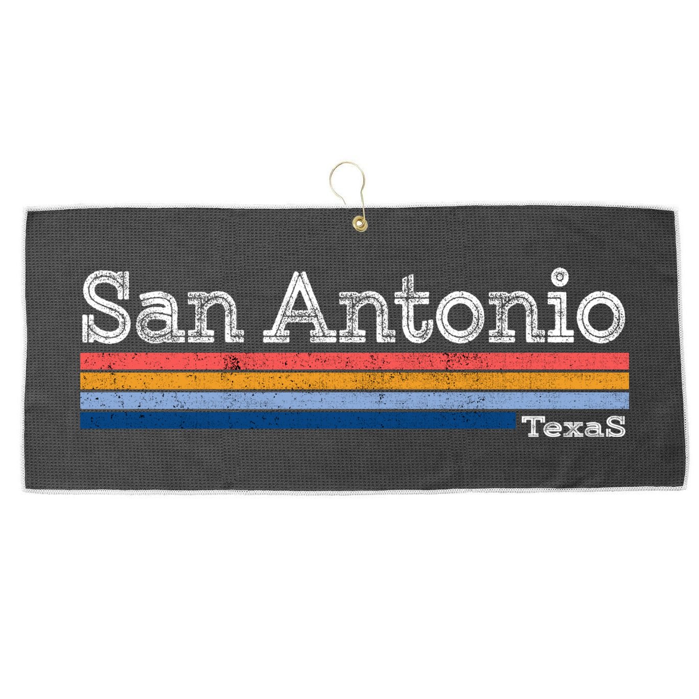 Retro Vintage 80s Style San Antonio Texas Logo Large Microfiber Waffle Golf Towel