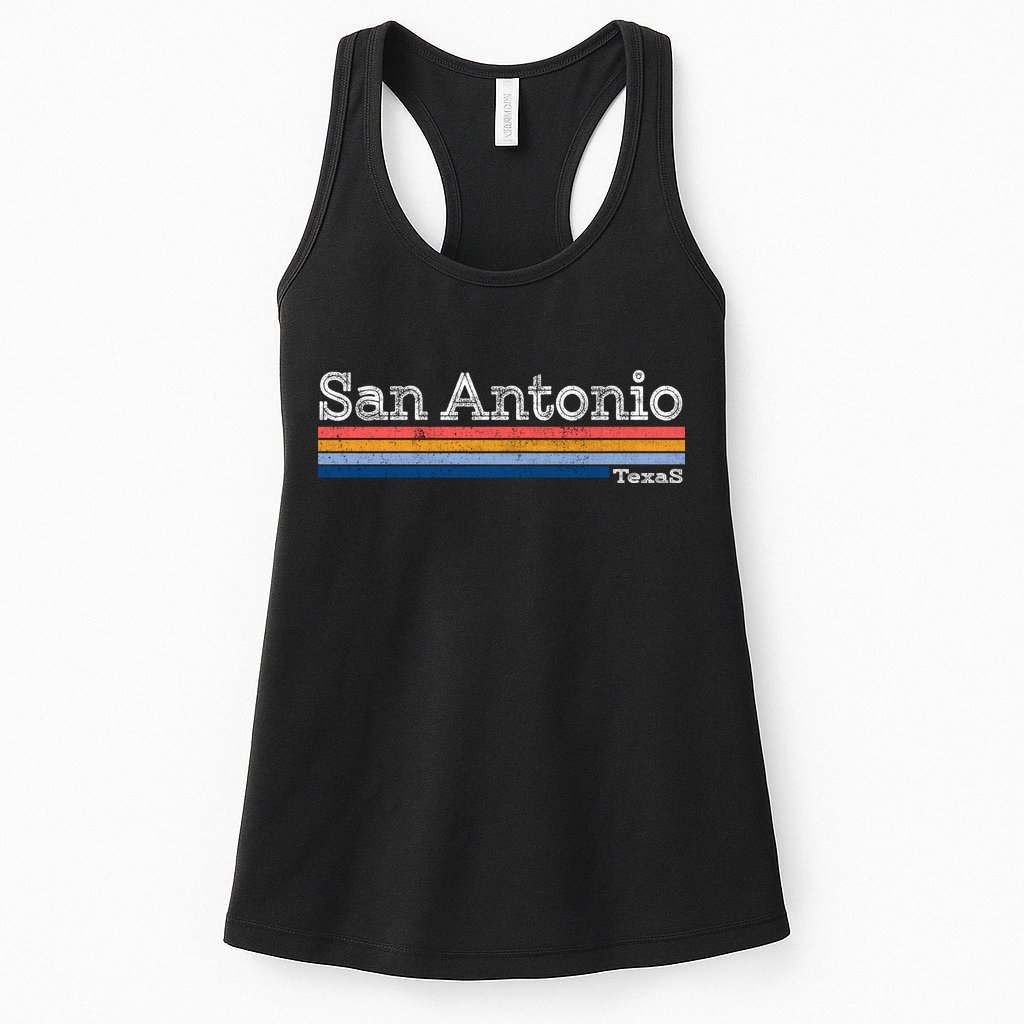 Retro Vintage 80s Style San Antonio Texas Logo Womens Tank Top