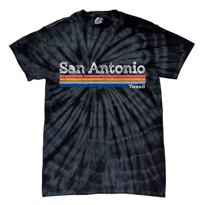 Retro Vintage 80s Style San Antonio Texas Logo Tie-Dye T-Shirt