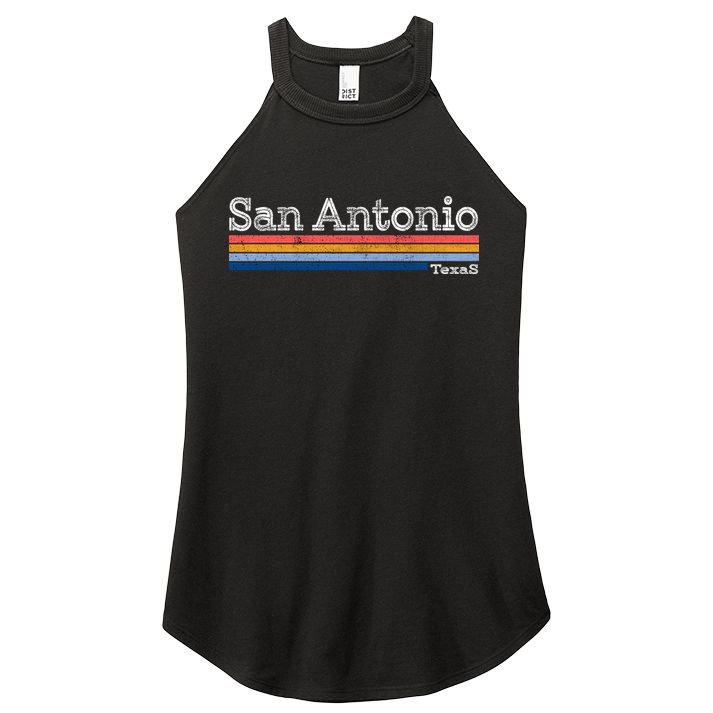 Retro Vintage 80s Style San Antonio Texas Logo Women's Perfect Tri Rocker Tank