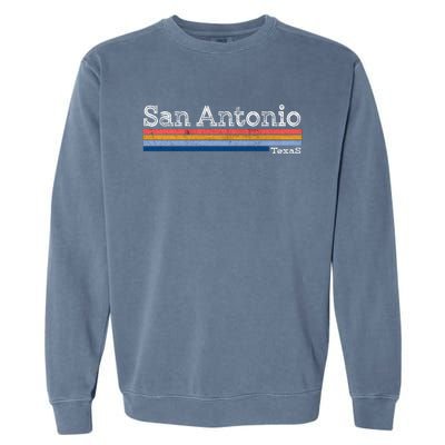 Retro Vintage 80s Style San Antonio Texas Logo Garment-Dyed Sweatshirt