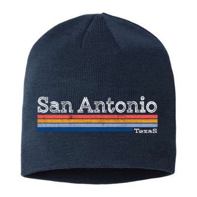 Retro Vintage 80s Style San Antonio Texas Logo Sustainable Beanie