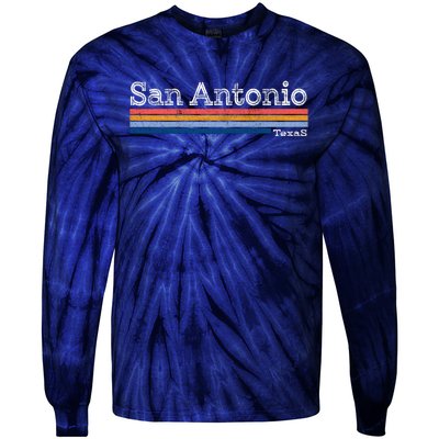 Retro Vintage 80s Style San Antonio Texas Logo Tie-Dye Long Sleeve Shirt