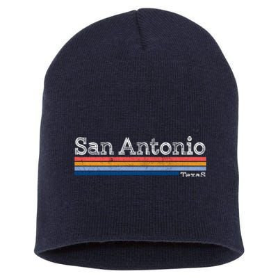 Retro Vintage 80s Style San Antonio Texas Logo Short Acrylic Beanie