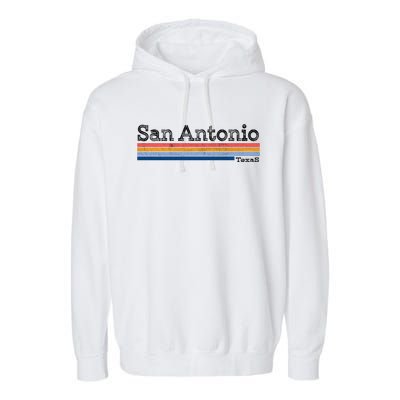 Retro Vintage 80s Style San Antonio Texas Logo Garment-Dyed Fleece Hoodie