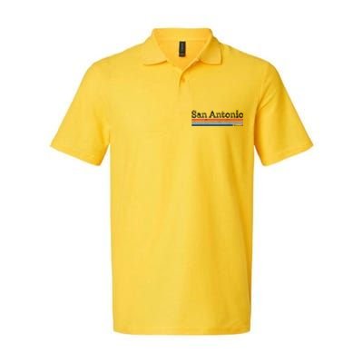 Retro Vintage 80s Style San Antonio Texas Logo Softstyle Adult Sport Polo