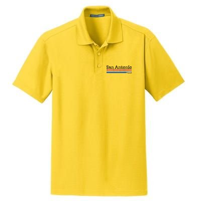 Retro Vintage 80s Style San Antonio Texas Logo Dry Zone Grid Polo