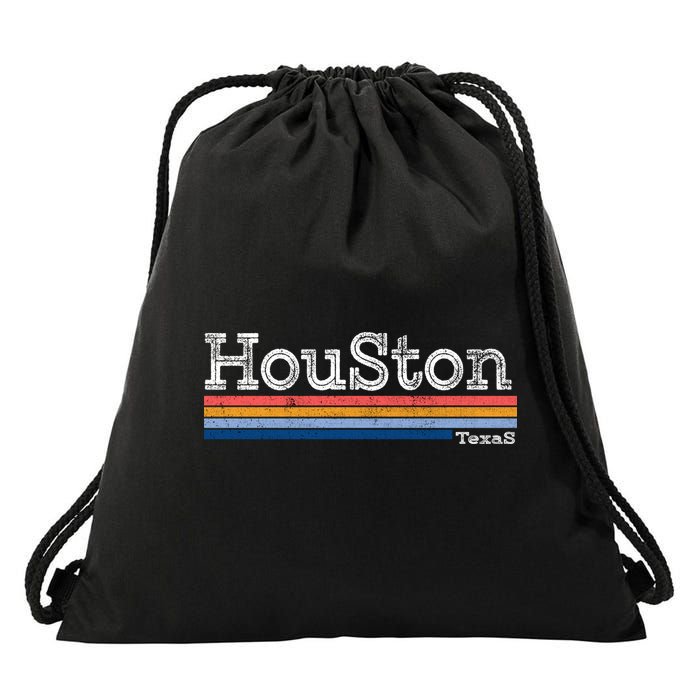 Retro Vintage 80s Style Houston Texas Logo Drawstring Bag