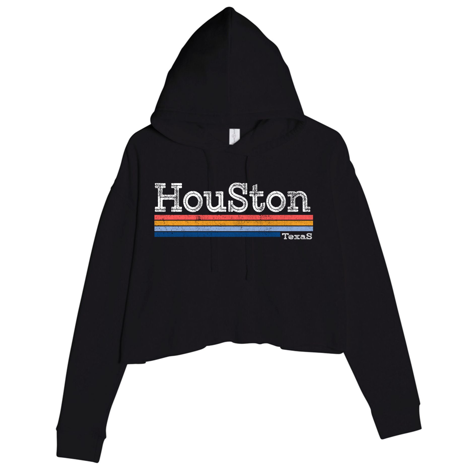 Retro Vintage 80s Style Houston Texas Logo Crop Fleece Hoodie