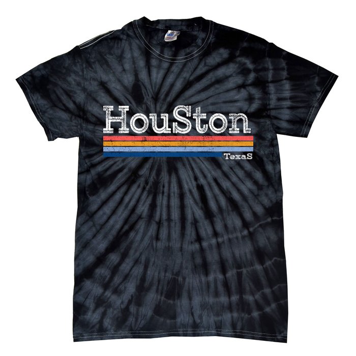 Retro Vintage 80s Style Houston Texas Logo Tie-Dye T-Shirt