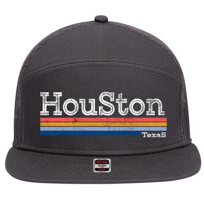 Retro Vintage 80s Style Houston Texas Logo 7 Panel Mesh Trucker Snapback Hat