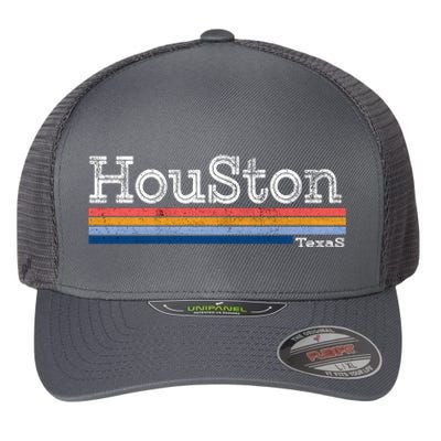 Retro Vintage 80s Style Houston Texas Logo Flexfit Unipanel Trucker Cap